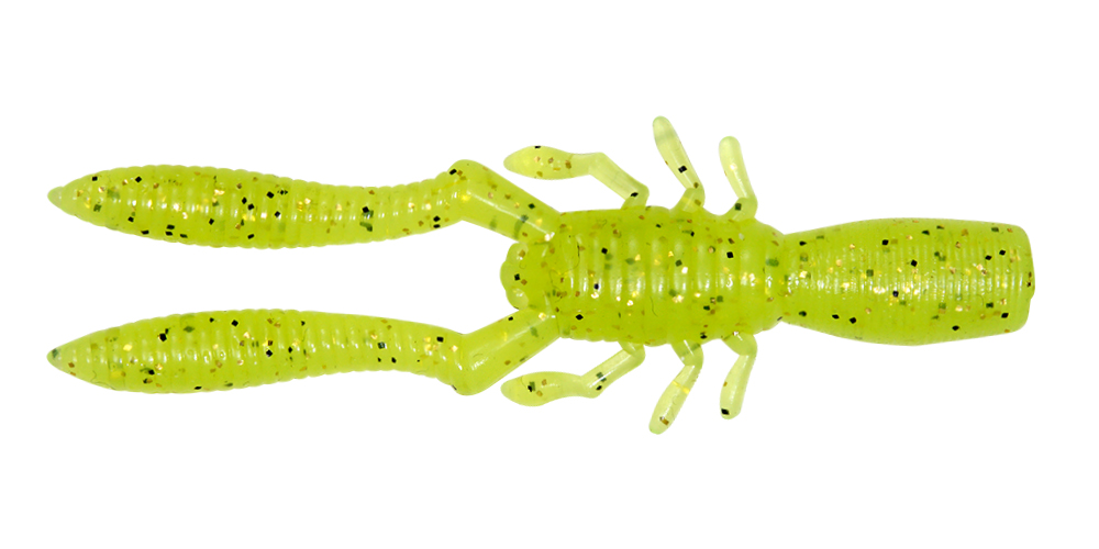 BOTTLE SHRIMP SW(3inch) CLEAR CHART/GOLD FLAKE