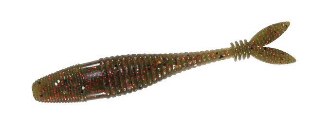 DUO V Tail Shad 3" Green Pumpkin/ Red FlakeTT (F018)